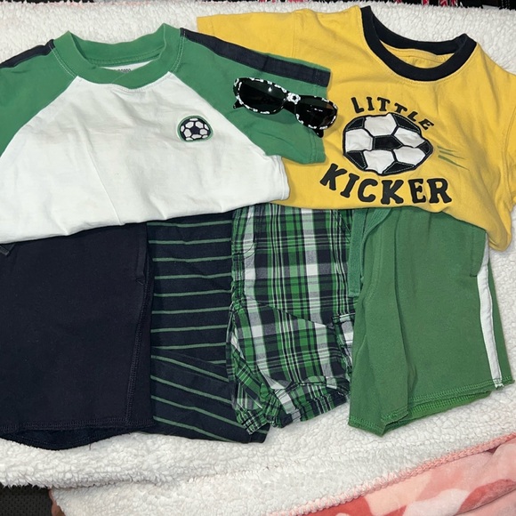 7 pc SET LOT GYMBOREE ⚽️ Little Kicker boy tops shorts sunglasses size 3T - Picture 1 of 17